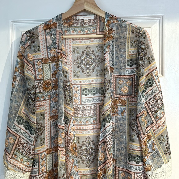 Fall Autumn Sheer Wrap Lace Hem - Picture 6 of 11